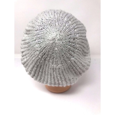 COLLECTION EIGHTEEN 's French Style Acrylic Beret ~ Knit White Sequin Hat 888472459515 eb-46163471